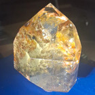 Fine Cabinet Mineral  77mm Scenic Lodolite Quartz Point With Golden Phantoms