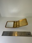Vintage Art Deco Gold Tone Leather Like Cover Empty Lipstick powder Compact -340