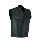 Mens Leather Motorcycle Vest   Soa Club Style 3x-large Black  with Collar 