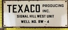 Vintage Porcelain Oil Field Sign - Texaco Producing Inc Signal Hill West  2 