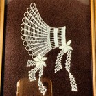 Vintage Framed Bobbin Lace Embroidery Tatting Classic Bonnet Slovenia