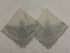 Vtg Pair Appenzell Swiss Style Embroidered Handkerchief Scalloped Edges Wedding