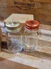 Vintage Glass Ball Mason Jar Miniature Salt   Pepper Shakers Set Nos           