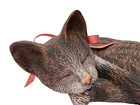 Vtg Ceramics By Karen Realistic Sleeping Cat kitten Figurine statue  Decor Gift