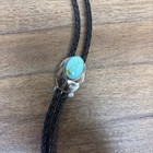 Vintage Native Bright Turquoise Sterling Silver Bolo Tie 36   