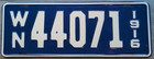 Washington 1916 License Plate 1st State Issue 1915