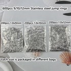 600pcs 9mm 10mm 12mm Stainless Steel Jump Rings Connector Rings For Diy Craft