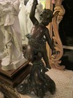 Rare Pair Antique French Rococo Figural Patinated Bronze Patti cherubs Statues