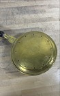 Antique Brass Bed Warmer Long Black Wooden Handle Etched Floral Lid Victorian