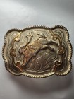    silver Strike Western Belt Buckle Bull Rider Rodeo Engraved Silver Tone   
