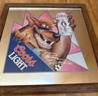1990 Coors Light Beer Wolf Framed Mirror Bar Pub Sign Man Cave Vintage 16x16