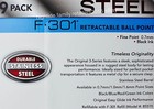 Zebra F-301 Steel Retractable Ball Point Pens Fine Point 0 7mm Black Ink  9 Pack