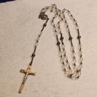 Vintage Sterling Silver Rosary Faceted Glass Beads Catholic Crucifix 19   