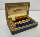 Vintage Gillette Gold Plated Safety Razor W blades Holder And Case