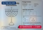 Silvertone Candle Menorah For Chanukah - Traditional Rounded Branches  9  High