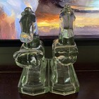 L e  Smith Clear Glass Rearing Horse Bookends 1940 s Pair Vintage