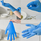 Nitrile Rubber Gloves 200 Pcs L Size Powder Free Waterproof Blue Unisex