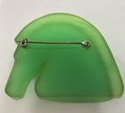 Vintage 1930s-40s Green Bakelite Horse Head Brooch Pin Tested Large Equestrian
