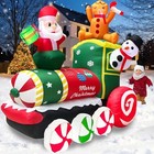 6 Ft Long Christmas Inflatable Santa Claus Driving Train Outdoor Santa   Train