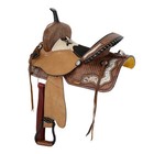 Bristol Barrel Style Saddle Tooling Hair On Cowhide Inlays Full Qh Bars 15  New