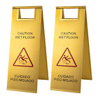 2pcs Stainless Steel Wet Floor Sign Caution Wet Floor Sign Safety Warning Sign