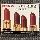 Vintage Revlon-4 Boxes Of 4 Mini Lipsticks-super Lustrous Neutral For Travel Nos