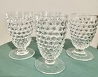 Vintage Hobnail Glass Juice Tumbler Clear Footed 4 25  Set Of 4 Htf