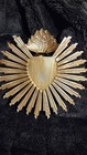 7in Sacred Heart Ex Voto With Sunray Halo  Antiqued Brass Milagro Ornament