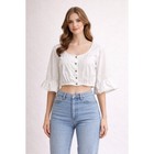 Vintage Cottagecore Bohemian Cropped Coquette White Lace Trim Folk Victorian