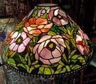 Tiffany Studio Style Real Stained Glass Lamp Shade   Art Glass Quality Floral 