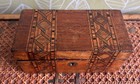 18th Century Marquetry Box Rare  Intricate Pattern  Leather Interior  7x3 5x3 5   
