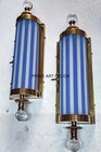 Antique Vintage Art Deco Metro Light Brass Case Blue Rod Wall Sconces Lamp 1 Pc