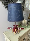 Vintage 2010 Pottery Barn Wood Airplane Table Lamp Kids