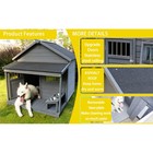 Large Dog House Outdoor Kennel With Porch   Removable Floor Weatherproof Gray