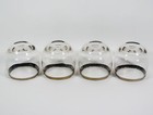 4 Vintage 1960s Silver Band Rimmed Stemless Roly Poly Whiskey Cocktail Glasses