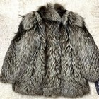 Moonbat Fur Rlash Silver Fox Fur Coat Size L Brown Real Fur Midlength Authentic