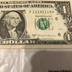 2017a  1  one Dollar  - Note - Serial Number - Lucky Bill F11101119f    