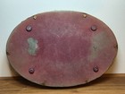 Vintage Ornate Gold Tone Metal Filigree Oval Vanity Mirror Tray Brocade Rose