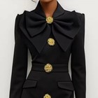 Women s Solid Color Long Sleeve Bodycon Elegant Button Midi Dress With Slit Spri