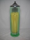 1930 s Uranium Glass Soda Fountain Straw Holder Dispenser 13  Tall Excellent
