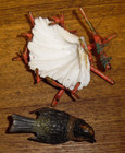 Vintage   Antique Cold Painted Austrian Bronze Bird   Shell Nest Figurine -as Is