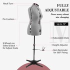 Dress Forms For Sewing  Grey Female Mannequin Adjustable Size 6-14  Pin Able    