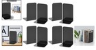 Sturdy Anti-slip Black Metal Bookends - 4 Pairs For Smooth Shelving Solutions