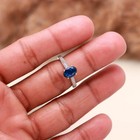 Blue Sapphire Moissanite Ring 925 Sterling Silver   Oval Shaped Engagement Ring