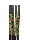 Vintage Pier 1 Black Chopsticks Lacquer Bamboo Leaves Design 9  Set Of 4