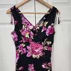 Vintage 90s Y2k Rampage Mini Dress Black Pink Floral Vneck Sleeveless Small