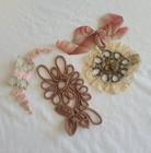 Antique French Passementerie Trim Appliques   Ribbon-work Roses   Lace Trim   3