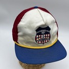 Vtg Union Pacific Railroad Hat White Red Snap Back With Patch Usa Made