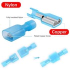 100pcs Male Female Insulated Wire Terminal Spade Crimp Connectors Blue 16-14 Awg