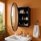 Round Bathroom Mirror Cabinet Wall Mounted Medicine Cabinet Space-saving Black